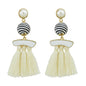 Bohemian Jewellery Ball Black Beige Tassel Dangle Traditional Ethnic Earrings-5