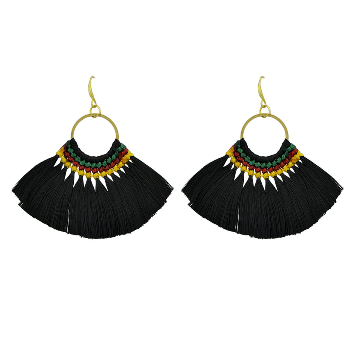 Ethnic Traditional Jewellery Colorful Tassel Fan Shape Dangle Bohemian Earrings-5