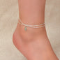 Bohemian Foot Beach Jewellery Double Layer Chain Rhombus Geometric Charm Anklet-4