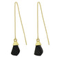 Ethnic American Jewellery Long Chain Black White Stone Boho Chic Dangle Earrings-0