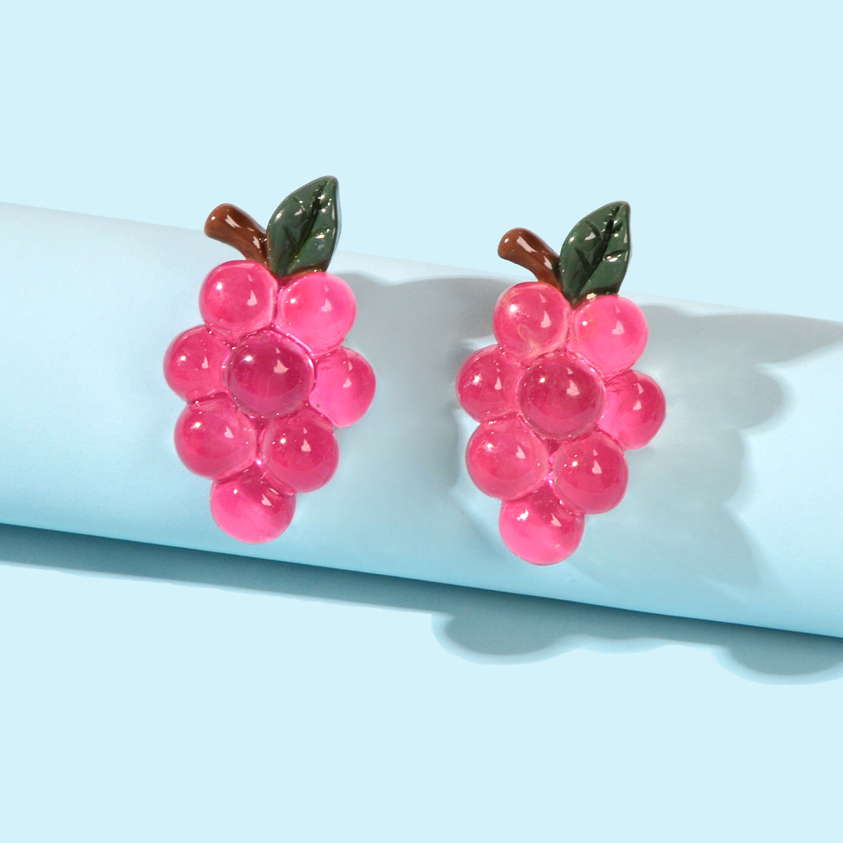 Lightweight Y2k Style Hotpink Grape Stud Hypoallergenic Resin Chic Earrings Gift-0