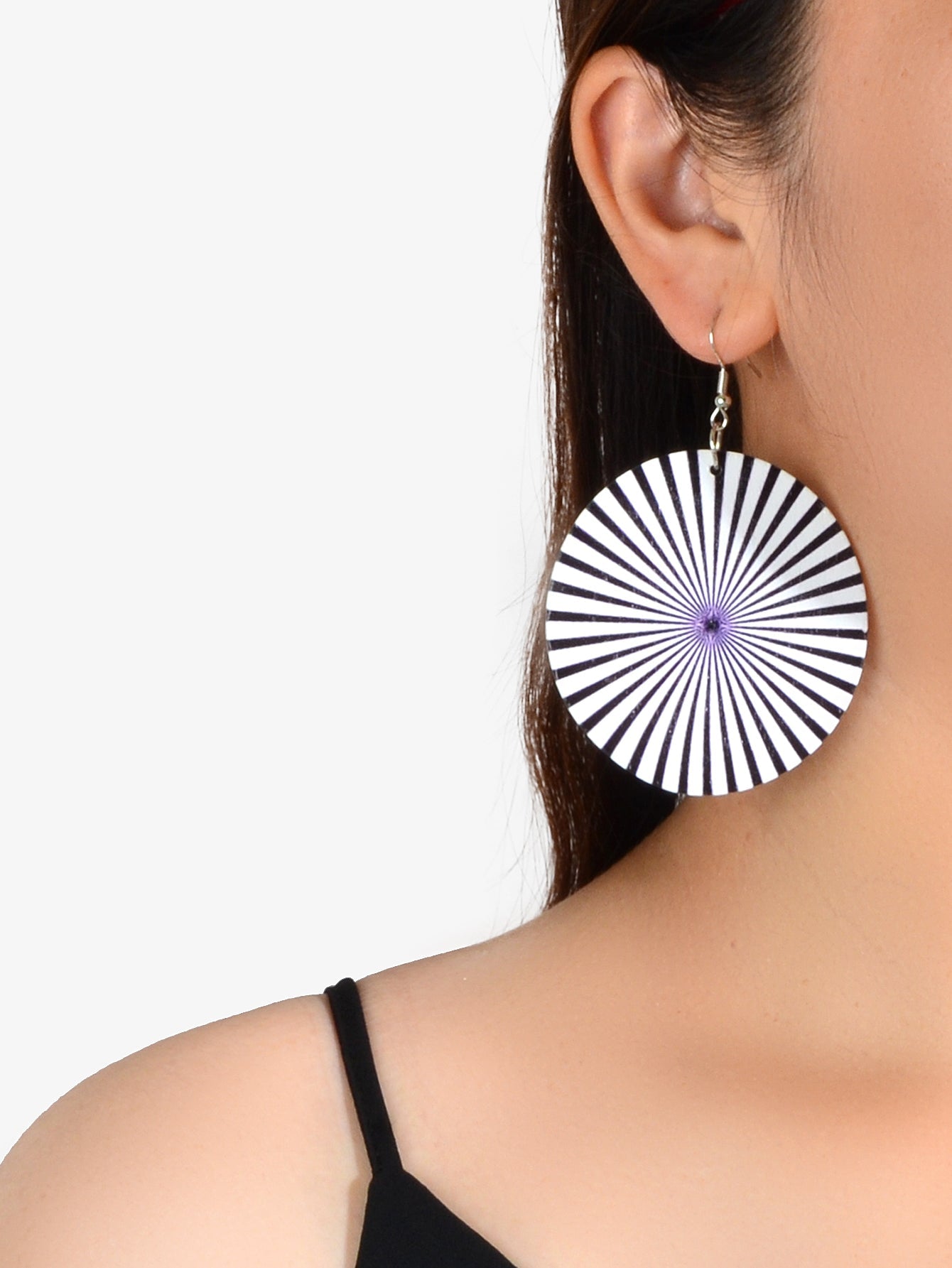Ladies Jewellery Boho Chic Geometric Wood Round Holiday Dangle Big Earrings Gift-0