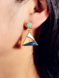 Trendy Multi-colored Enamel Triangle Geometric Dangle Party Designer Earrings-0