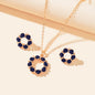 Colourful Rhinestone Flower Jewellry Set Round Charm Necklace Girl Stud Earrings-9