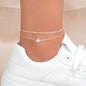 Minimalist Double layered Gold Chain Star Charm Anklet Adjustable Foot Jewellery-4