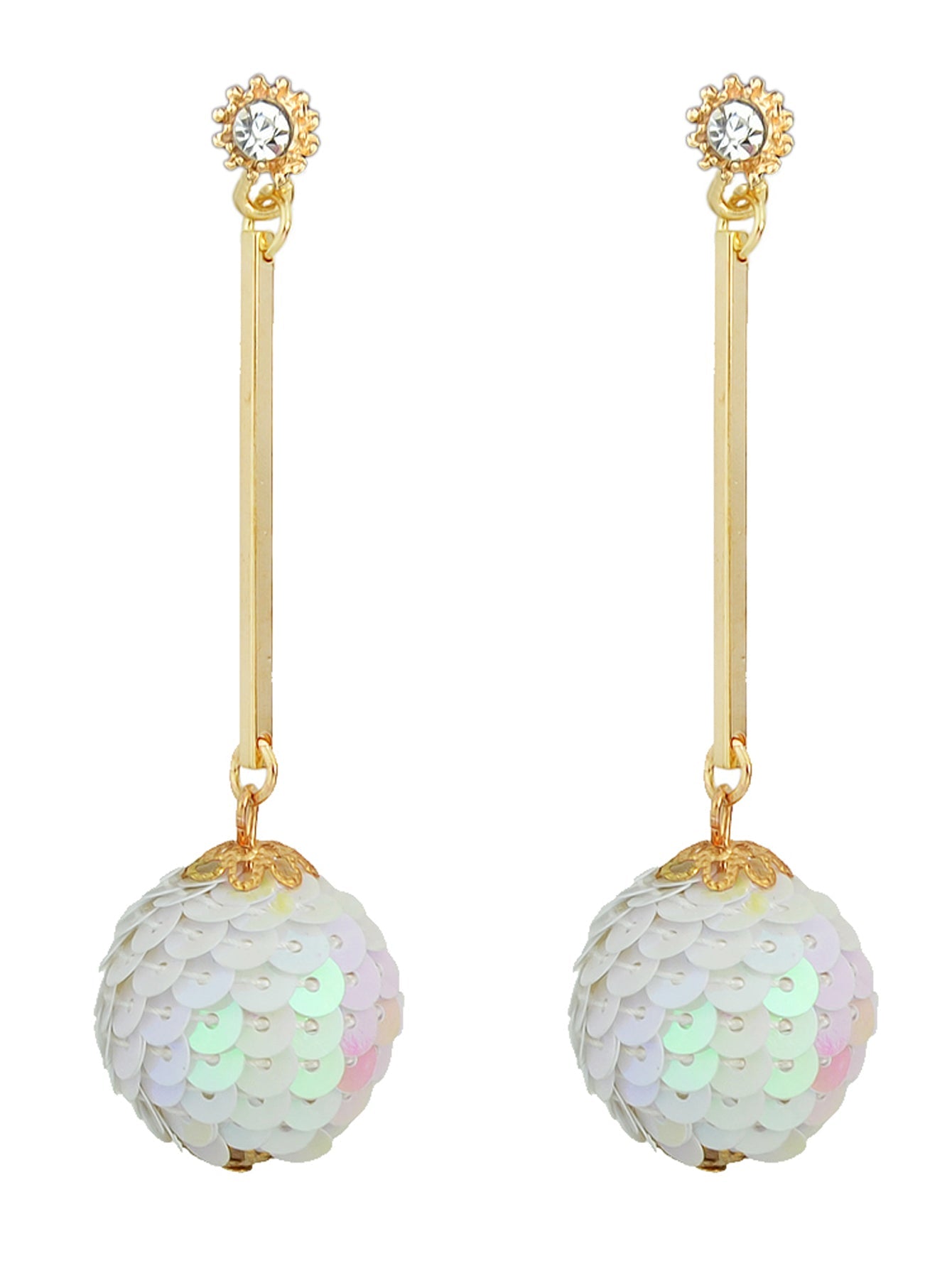 Rhinestone Sequins Ball Charm Pendant Dangle Earrings Women Girl Teens Jewellery-0