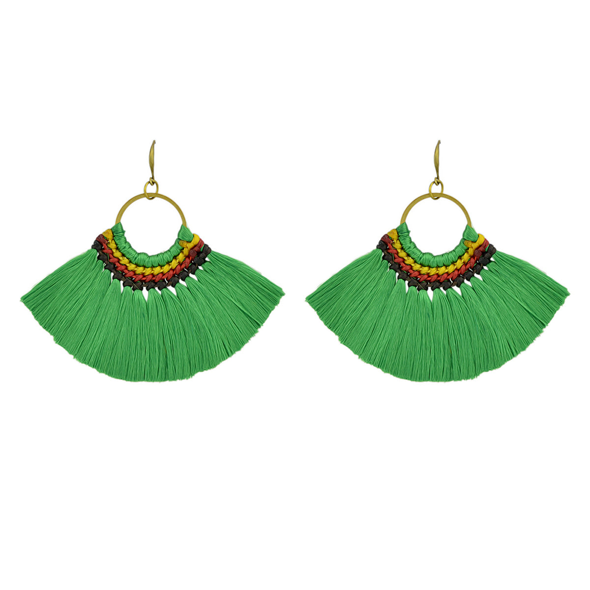 Ethnic Traditional Jewellery Colorful Tassel Fan Shape Dangle Bohemian Earrings-0