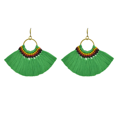 Ethnic Traditional Jewellery Colorful Tassel Fan Shape Dangle Bohemian Earrings-0