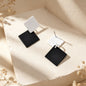 Retro Two Tone Geometric Square Stud Earrings Elegant Daily Party Jewelry Gift-4