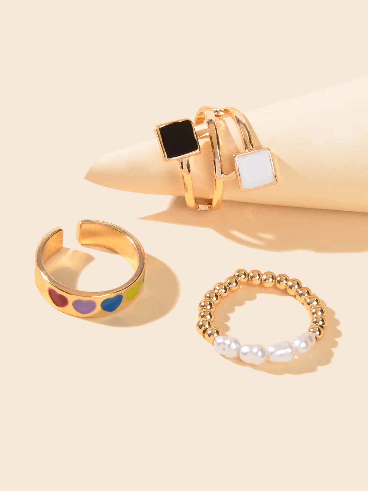 Colourful Heart Carved Open Cuff Rings Vibrant Jewellery Vividly Collection Gift-1
