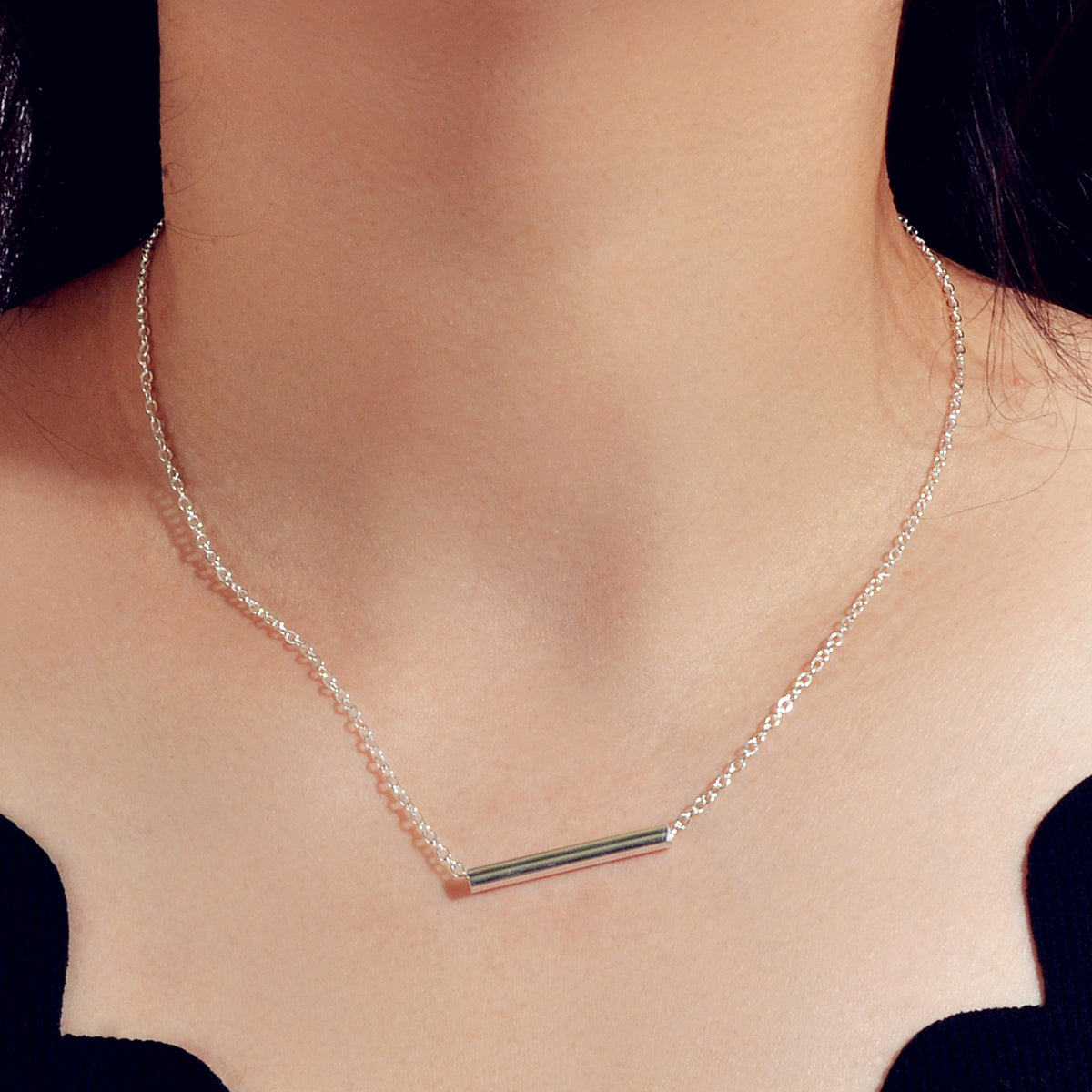 Minimalist Accessories Gold Chain Geometric Stick Charm Short Clavicle Necklace-0