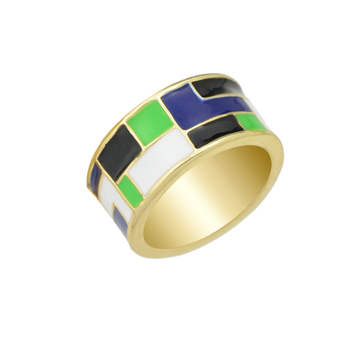 1pc Ethnic Traditional Jewellery Colorful Geometric Pattern Bohemian Finger Ring-0