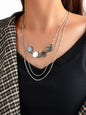 Multi-layer Silver Chain Shell Beads Chain Necklace Party Decoration Jewellery-0