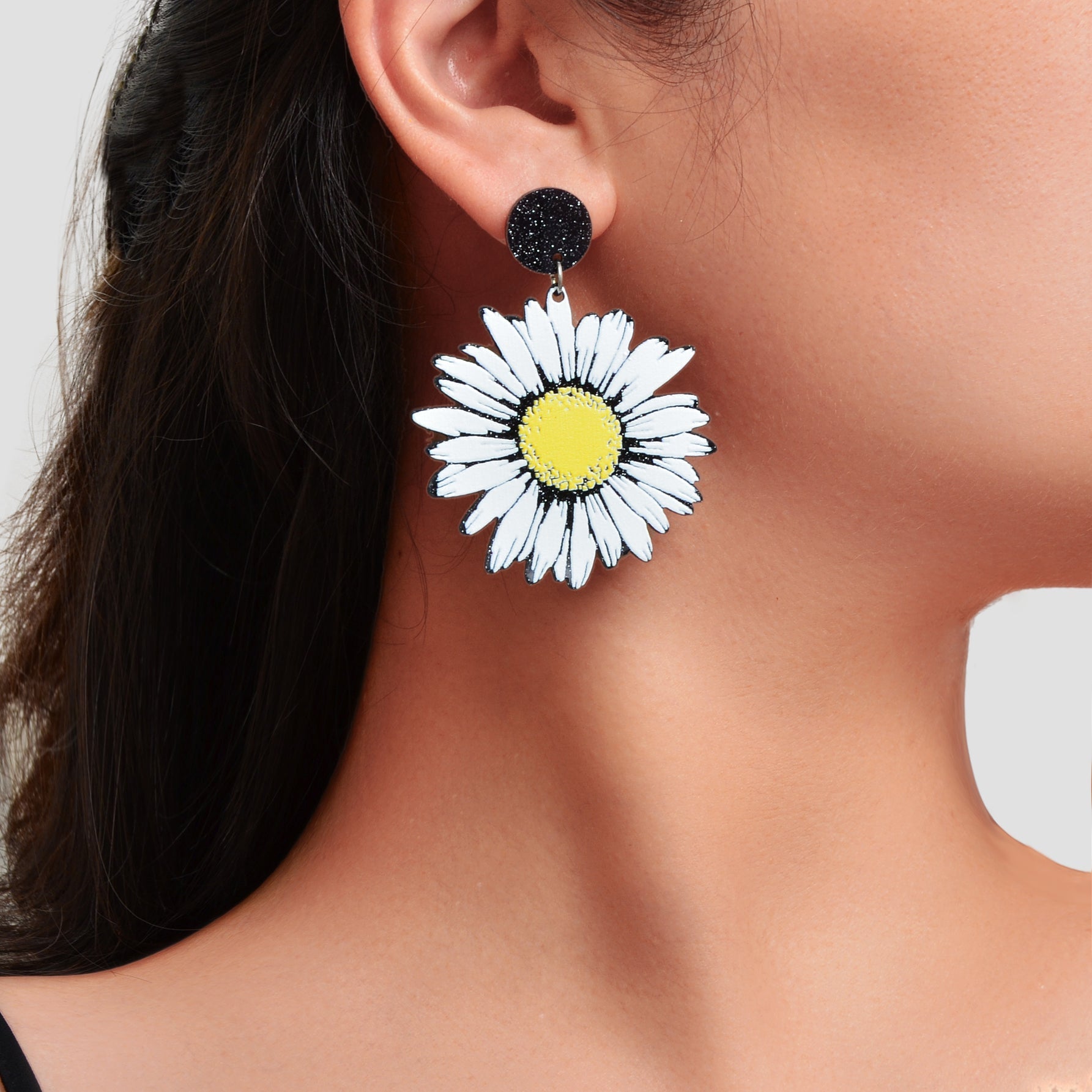 Romantic White Flower Daisy Acrylic Dangle Earrings Women Party Holiday Jewelry-0