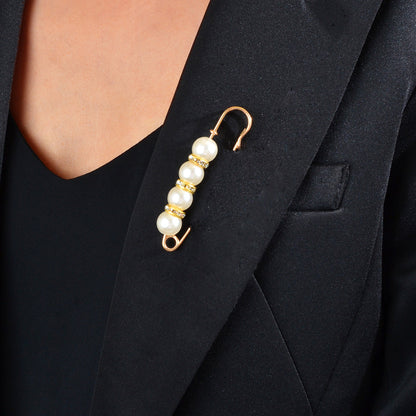 Pretty Pearl Rhinestone Brooch Sweater Shawl Clips Decorative Collar Safety Pins-1