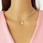 Double layer Gold Silver Chain Pearl Decor Anklet Foot Jewelry Beach Accessories-5