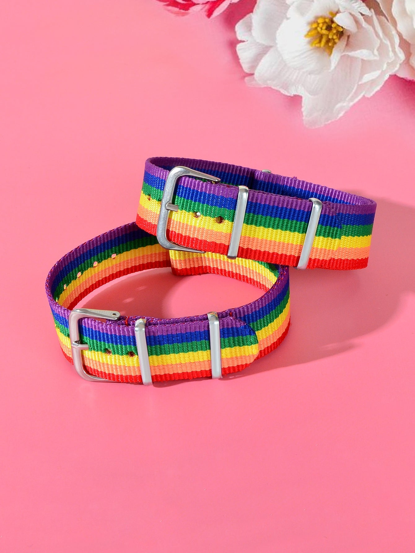 2pcs Valentine's Gift Rainbow Belt Bracelets Matching Couple Best Friend Jewelry-1