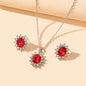 Anniversary Wedding Jewelry Blue Simulated Gemstone Charm Necklace Stud Earrings-5