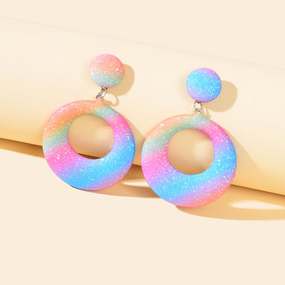 Y2k Style Jewellery Candy Color Round Circle Dangle Geometric Earrings for Women-0
