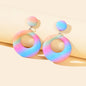 Y2k Style Jewellery Candy Color Round Circle Dangle Geometric Earrings for Women-0