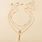 3 pcs Multilayer Bar Disc Pendant Dainty Necklaces Gold Layered Chain Chokers-0