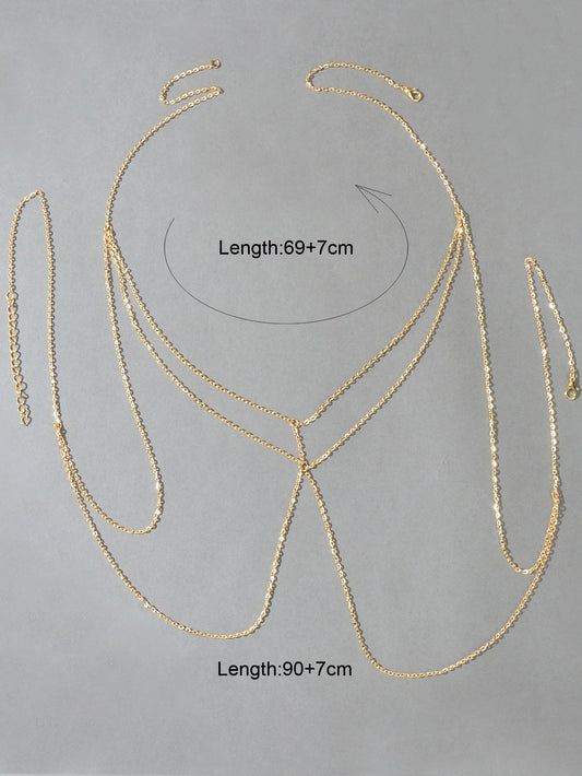 Sexy Bikini Beach Gold Chain Body Chain Layered Chest Harness Belly Body Jewelry-1
