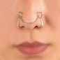 1pc Faux Lip Ear Nose Gold Silver Heart Chain Non Piercing Clip On Nose Ring-0