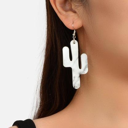 Faux Leather Lightweight Handmade Cactus Dangle American Indian Dangle Earrings-3