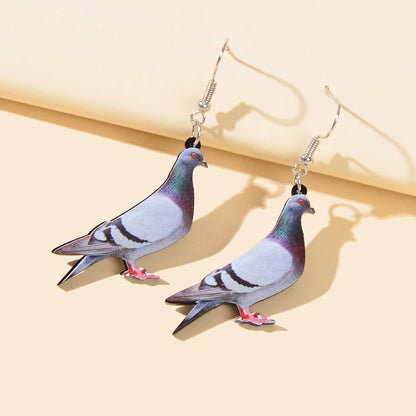 Funny Cute Bird Pigeon Chunky Dangle Earrings Female Jewellery Party Decoration-0