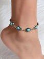 Vintage Boho Chic Tribal Ethnic Antique Silver Turquoise Anklet Foot Jewellery-0