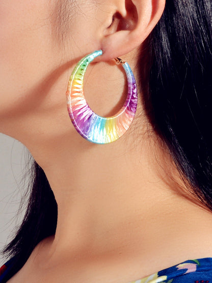American Jewellery Ethnic Style Candy Color Handmade Braided Hoop Earrings Gift-0