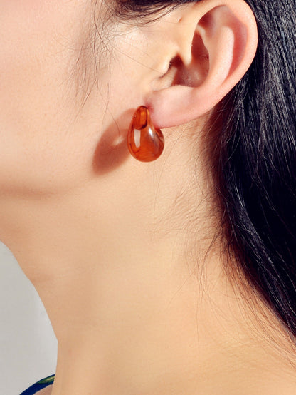 Ethnic Jewellery Green Brown Cute Geometric Hypoallergenic Huggie Stud Earrings-0