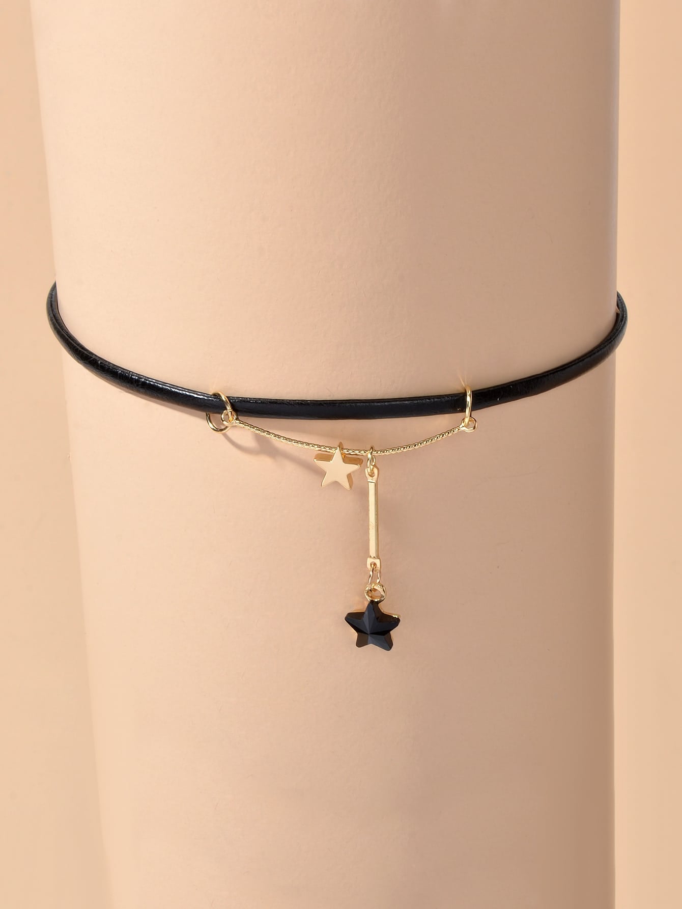 Gothic Punk 90s Black Pu Leather Star Charm Tattoo Choker Necklace Grunge Collar-0