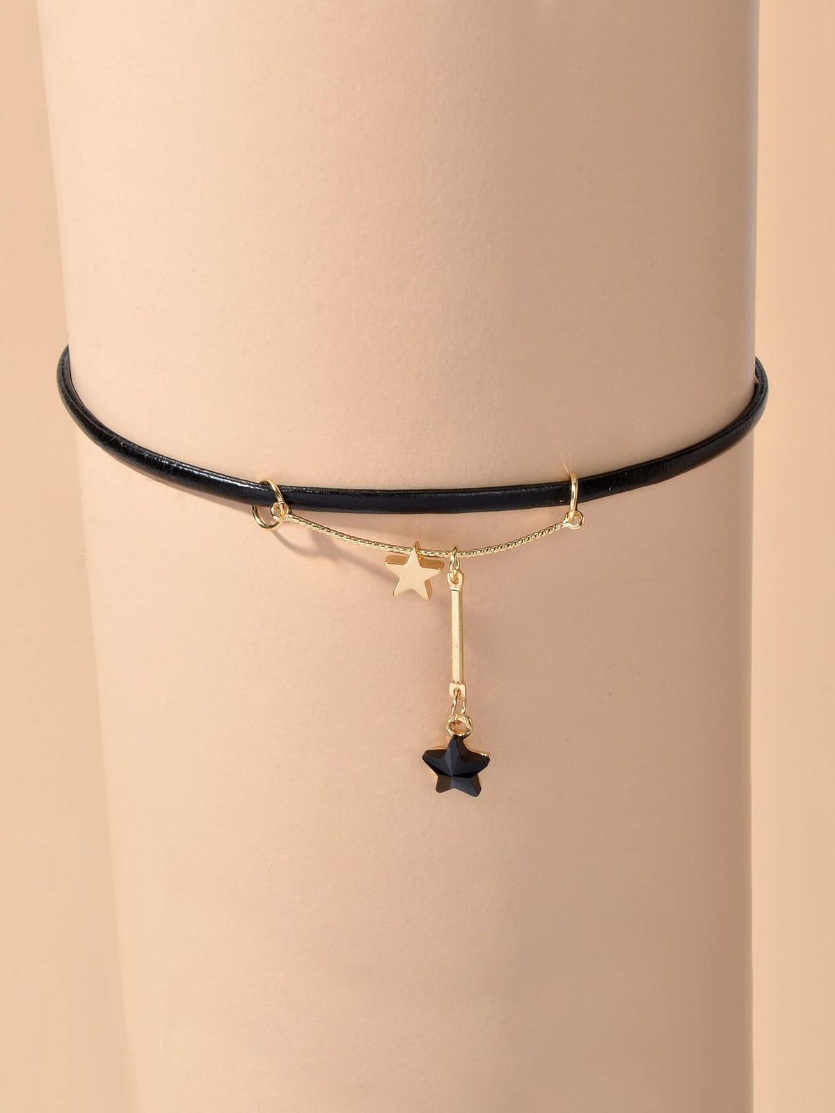 Gothic Punk 90s Black Pu Leather Star Charm Tattoo Choker Necklace Grunge Collar-0