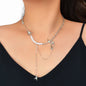 Multiple Silver Chain Star Charm Pearl Decoration Clavicle Necklace Costume Gift-0