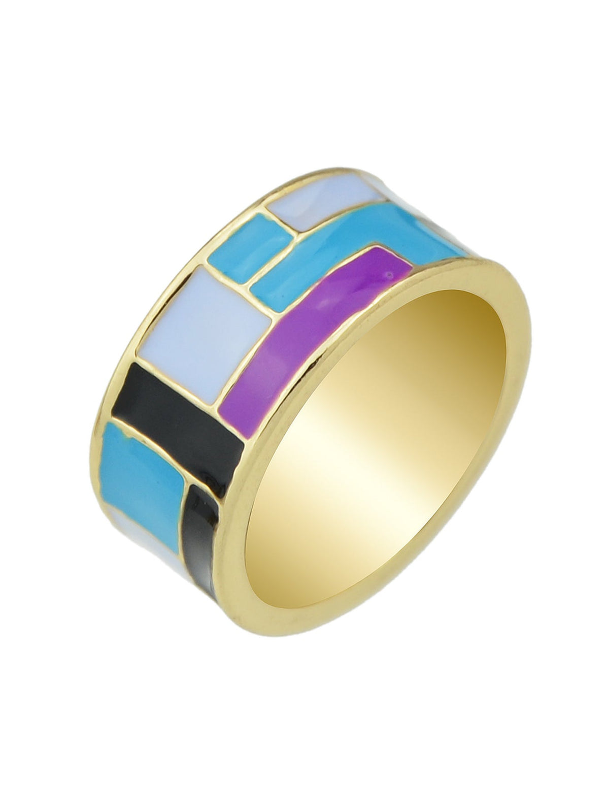 1pc Ethnic Traditional Jewellery Colorful Geometric Pattern Bohemian Finger Ring-5