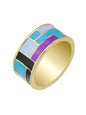 1pc Ethnic Traditional Jewellery Colorful Geometric Pattern Bohemian Finger Ring-5