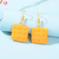 Orange Resin Biscuit Dangle Hook Bikkie Earrings Girl Cute Funny Food Jewellery-0
