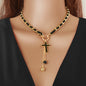 1pc Designer Stylish Butterfly Charm and Ball Pendant Tassel Braided Long Necklace Women Party Daily Jewelry-1