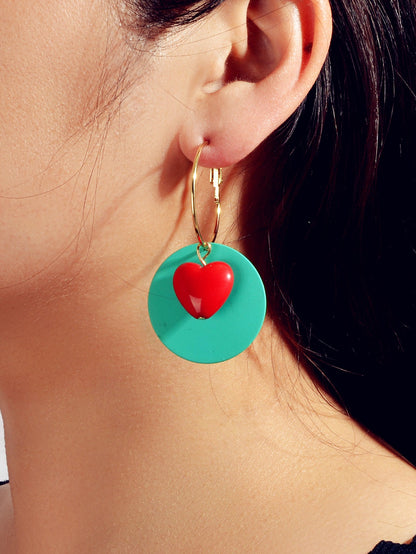 Female Jewellery Round Heart Gold Circle Hoop Earrings Women Party Decoration-0