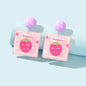 Sweet Acrylic Pink Strawberry Square Dangle Stud Earrings Y2k Style Accessories-0