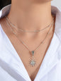 Unique Trendy Jewellery Double layer Gold Silver Chain Flower Collar Necklace-0
