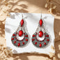 Boho Beads Decor Antique Silver Water Drop Dangle Earrings Beach Vacation Travel Jewelry-2