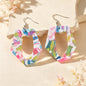 Irregular Geometric Shape Colorful Stone Vein Acrylic Earrings  Beach Vacation Pool Party Jewelry-2