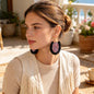 Boho Colorful Tassel Sequin Oval Dangle Earrings Chunky Summer Beach Vacation Statement Jewelry-1