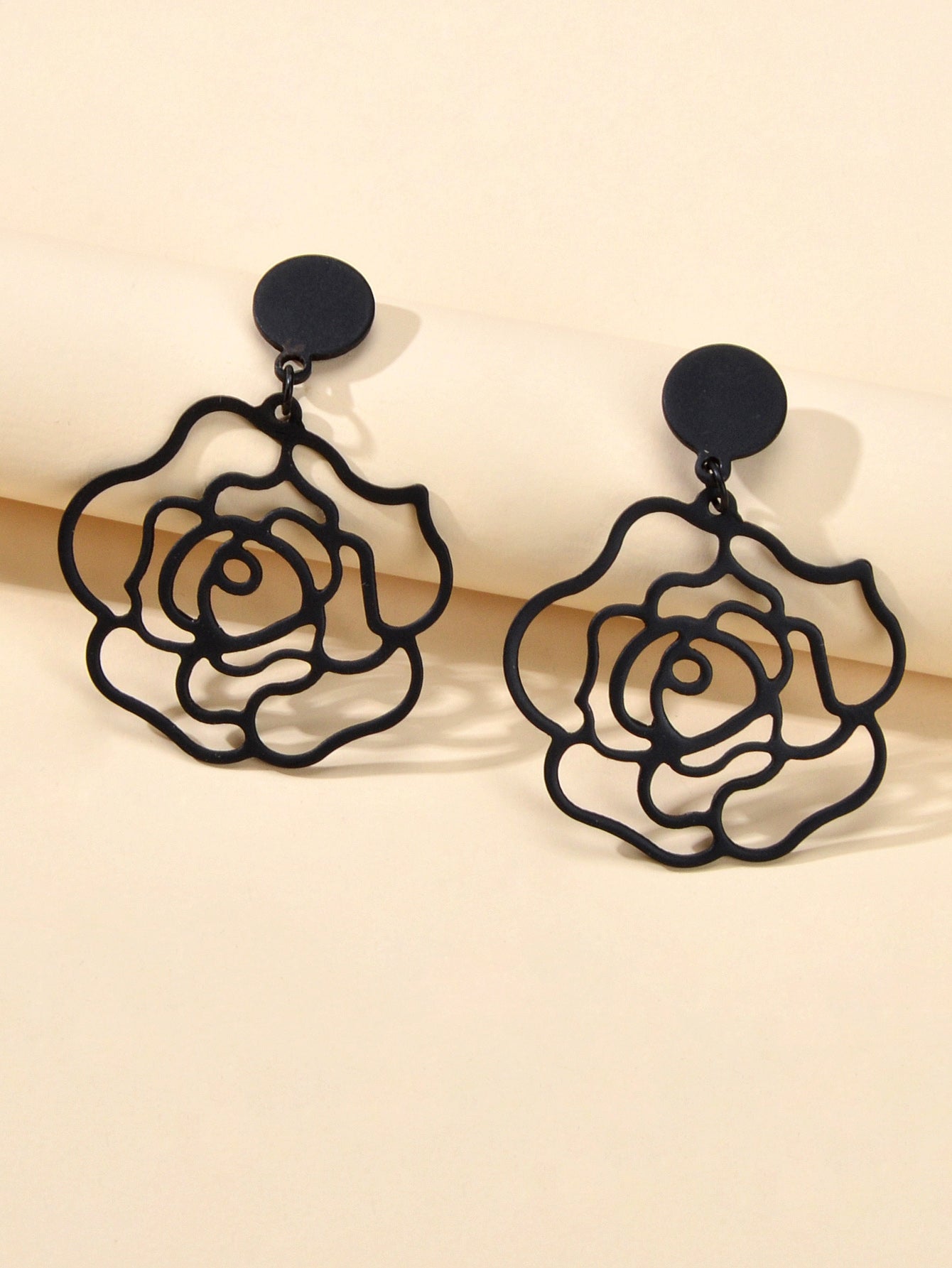 Designer Jewellery Black Hollow out Big Flower Chunky Dangle Party Earrings Gift-0