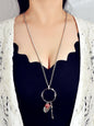 Gift Jewellery Women Girls Long Silver Chain Love Round Heart Key Charm Necklace-0