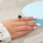 Anniversary Wedding Unique Blue Beads Gold Hand Dome Ring Retro Women Teens Band-0