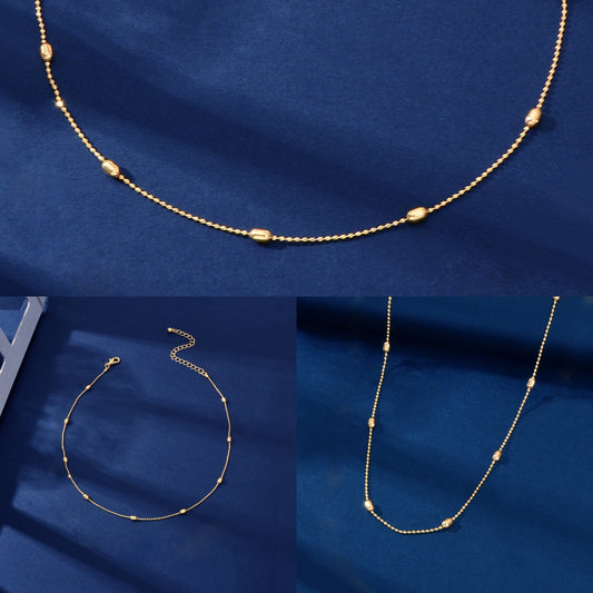 3 pcs Minimalist Jewelry Golden Beads Chain Collar Necklaces set Trendy Accessories-1