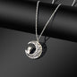 Party Jewelry Gift Silver Chain Stainless Steel Hollow Moon Cat Pendant Necklace-0